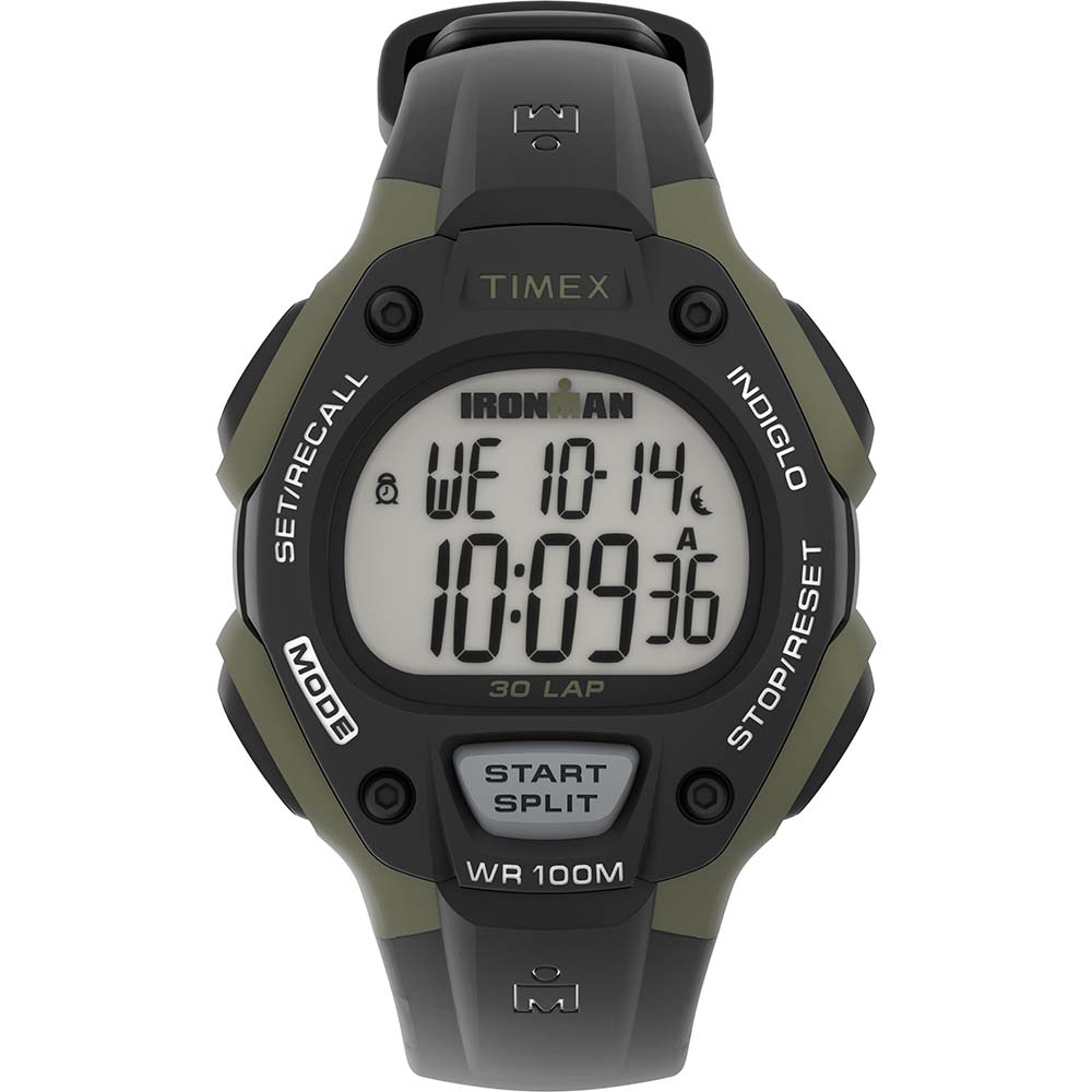 A Timex IRONMAN® Men's 30-Lap - Black-Green watch.