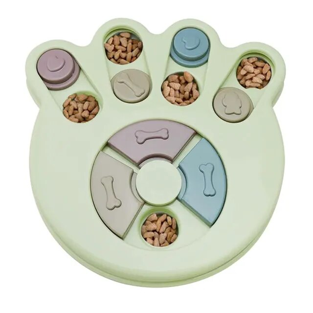 The Brainy Bone - Canine IQ Booster Toy is an interactive toy for dogs featuring a variety of treats.