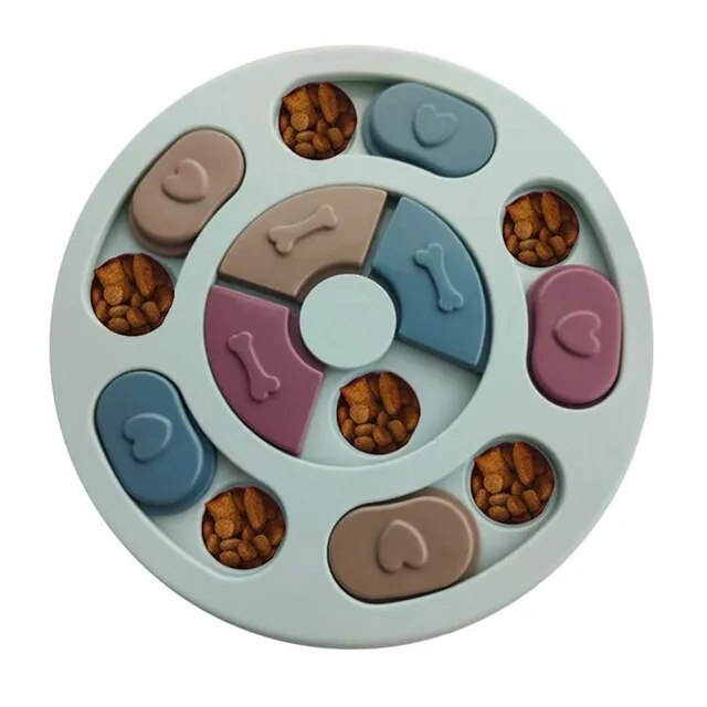 The Brainy Bone - Canine IQ Booster Toy is an interactive toy for dogs featuring a variety of treats.