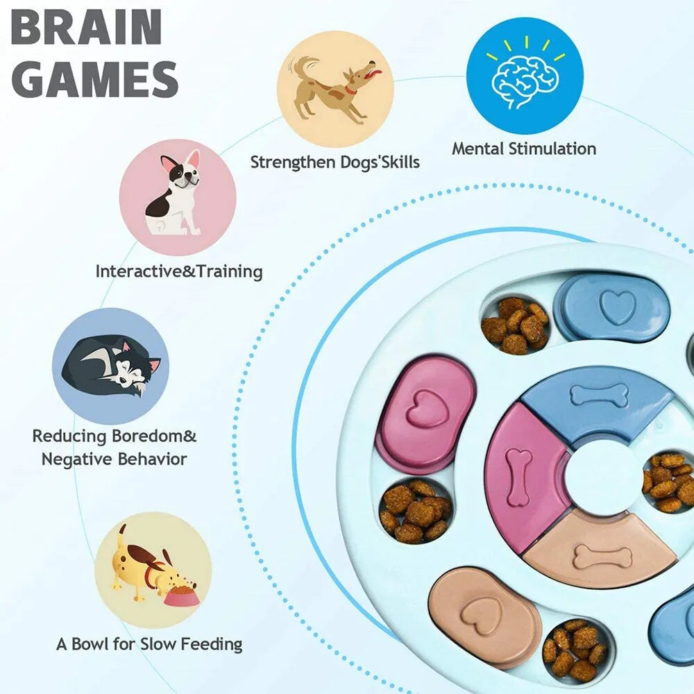 The Brainy Bone - Canine IQ Booster Toy is an interactive toy for dogs featuring a variety of treats.