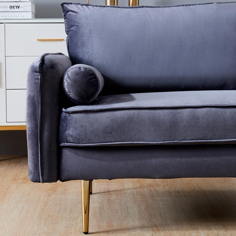 A ModernMazing Velvet Fabric Sofa with Pocket, Size: 180 x 82 x 82cm(Gray) in a living room.