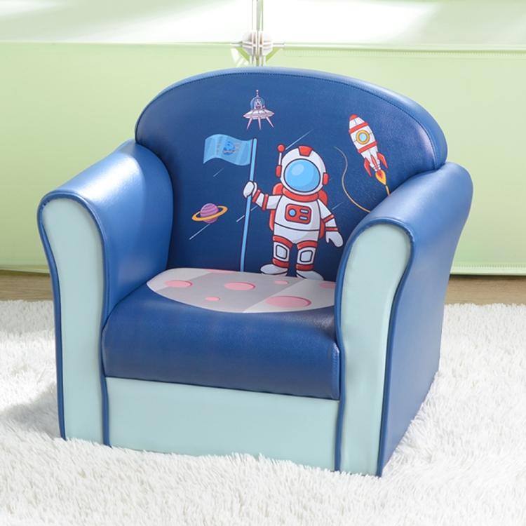 A ModernMazing Space Astronaut Pattern Single Sofa Children PU Leather Sofa with an astronaut on it. Size: 19.69 x