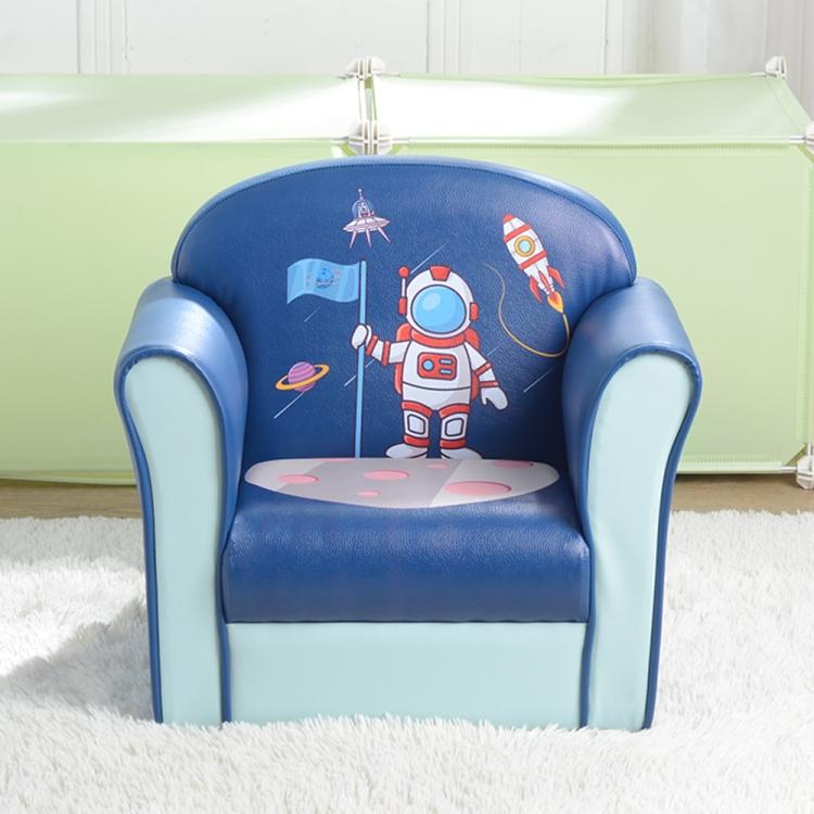 A ModernMazing Space Astronaut Pattern Single Sofa Children PU Leather Sofa with an astronaut on it. Size: 19.69 x