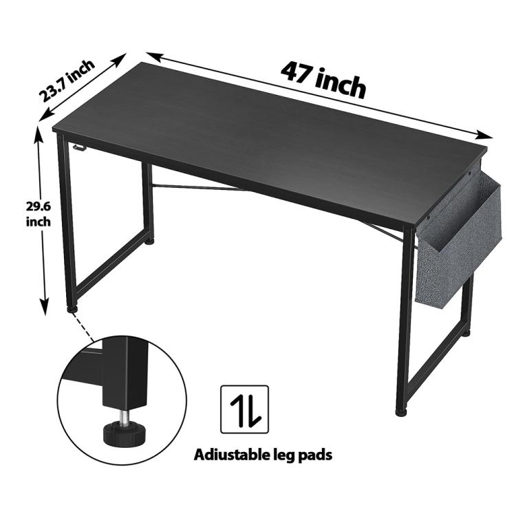 A 47 inch Modern Simple Style Computer Desk Office Desk Study Desk with a plant in front of it.