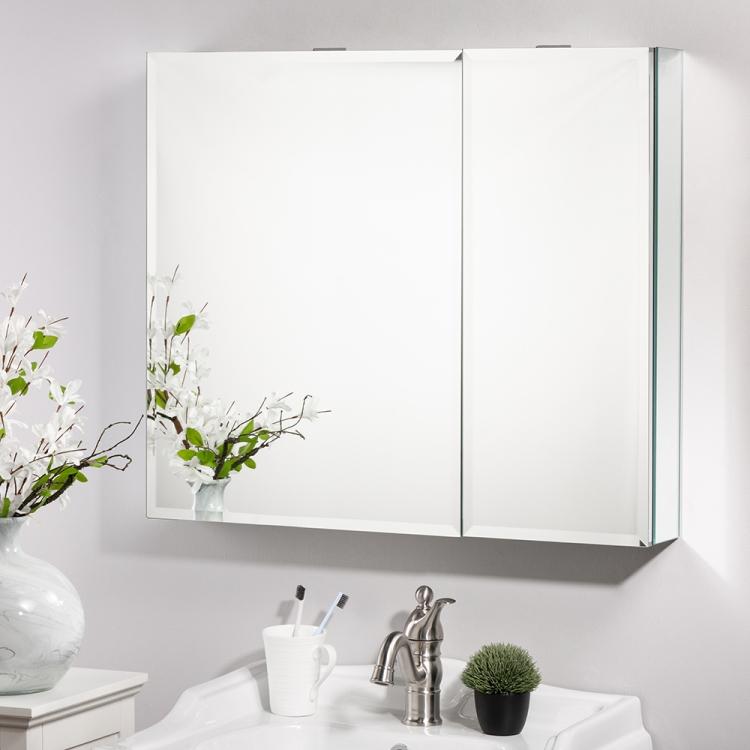 A ModernMazing Aluminum Wall-mounted Single Door Bathroom Mirror Cabinet with Adjustable Shelf, Size: 30.