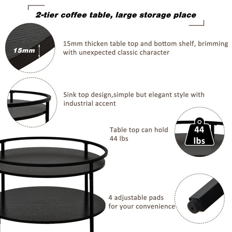 A Modern MDF Double-layer Round Coffee Table with Sink Top in a living room.