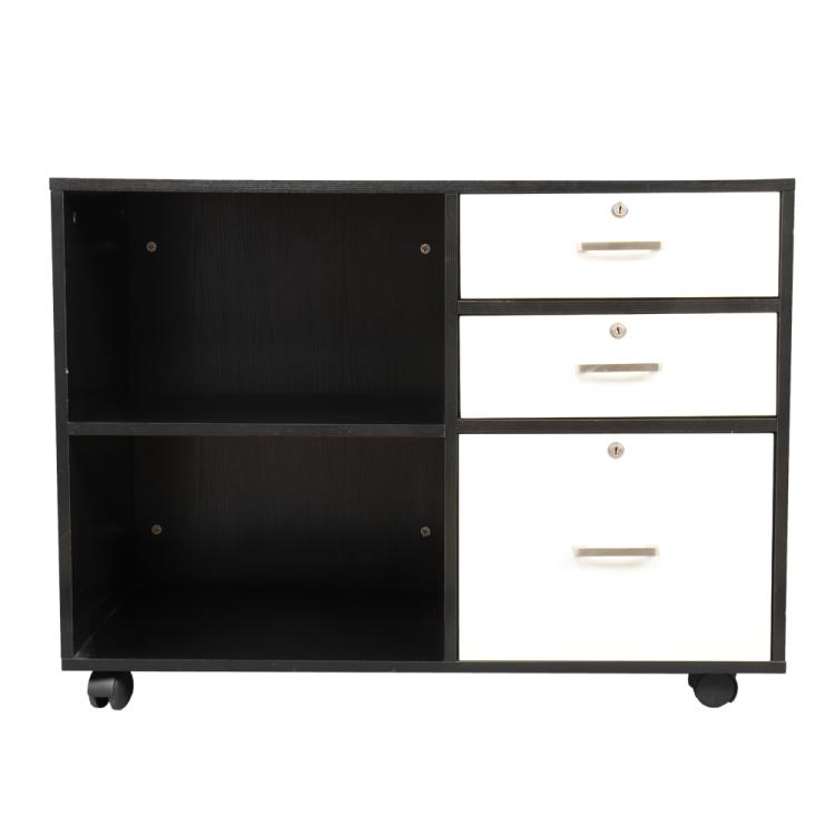 A ModernMazing Wood Office File Cabinet, Size: 35.5x15.7x26 inch on wheels.