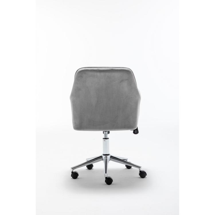 A Velvet fabric Home Office Desk Chair with Metal Base Modern Adjustable Swivel on a white background.