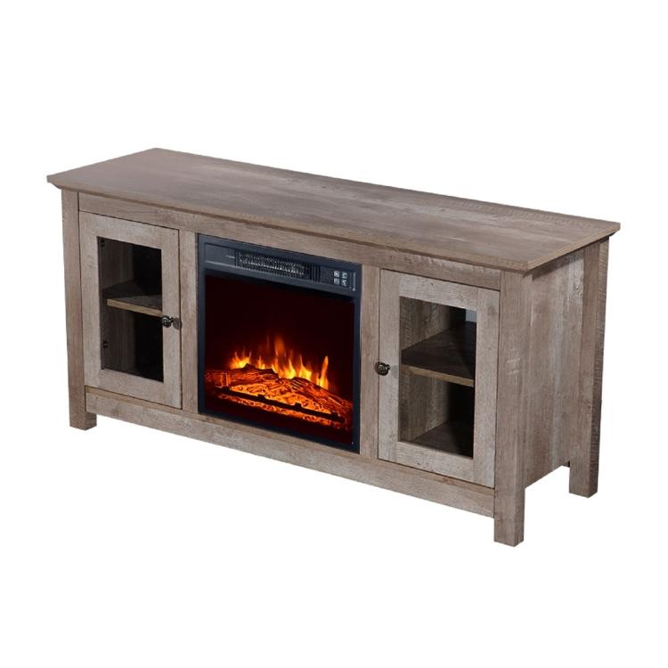 A ZOKOP SF03-18G HA114-51 1400W 51 inch Log Cyan Fireplace TV Cabinet with glass doors and made by ModernMazing.