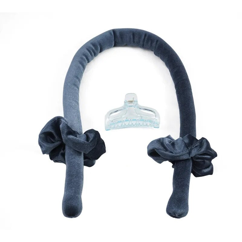 A woman's hair with salon-quality curls and the Velvet Dream Heatless Hair Curler tiara.