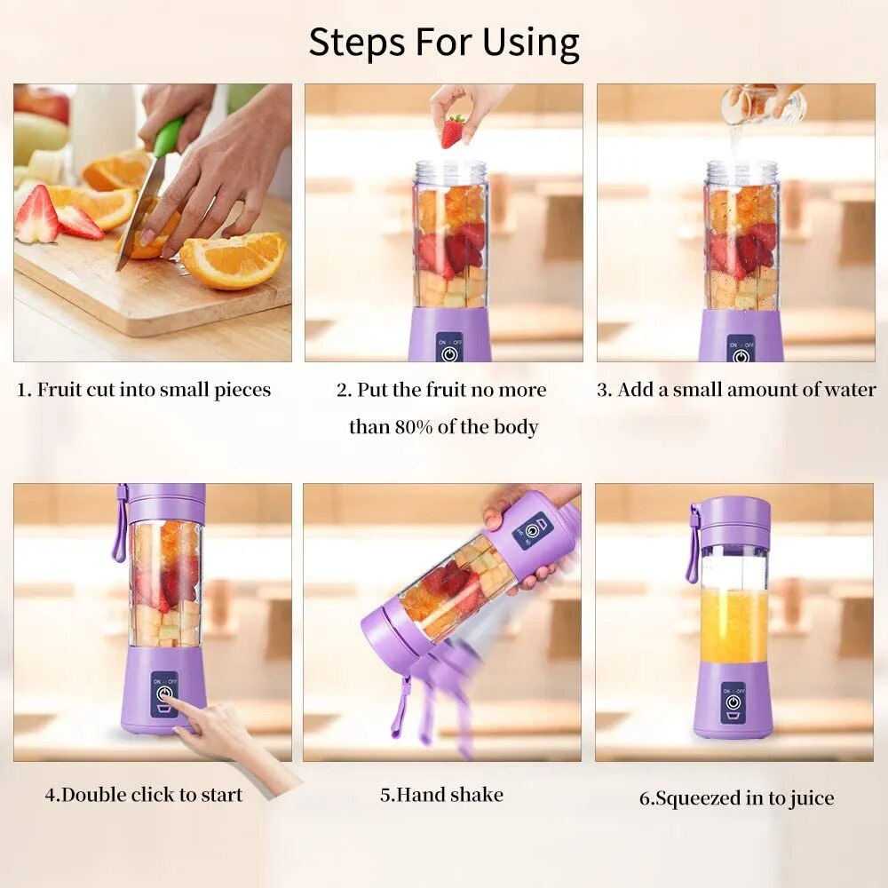 Four SnapSqueeze: Your Mini Power-Juicer with fruit in them for anytime quench.