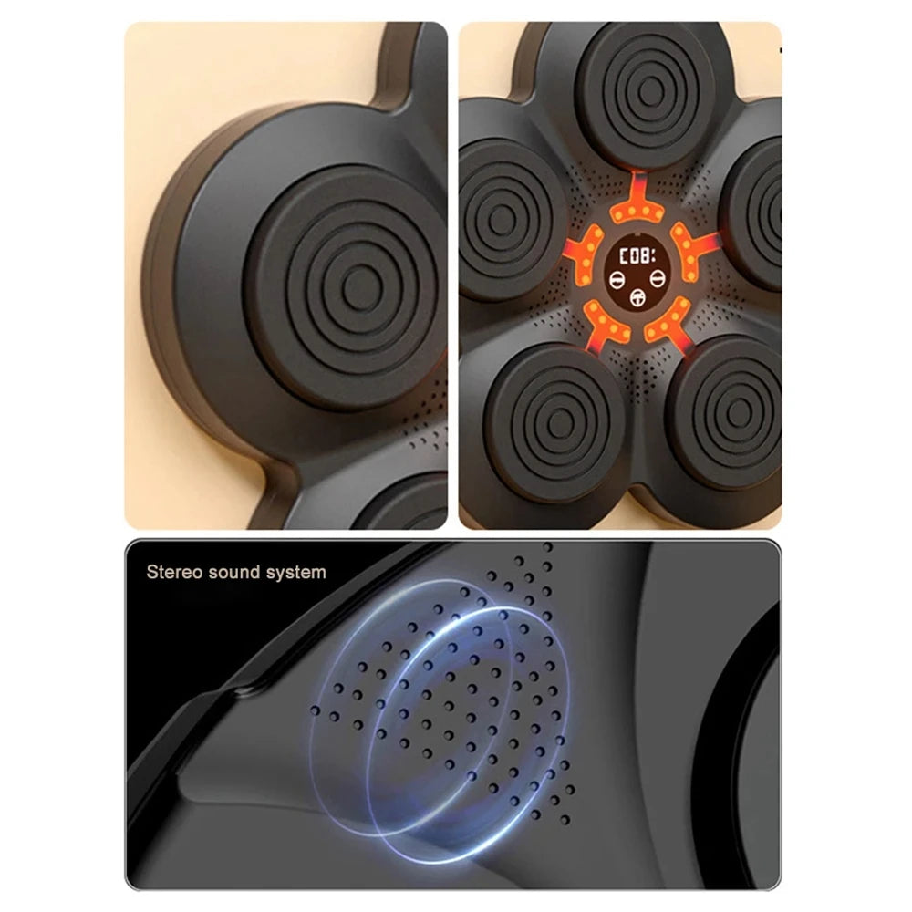 A Smart Music Boxing Machine Wall Target LED Lighted Sandbag Relaxing Reaction Training Target for Boxing Sports Agility Reaction with a flower on it.