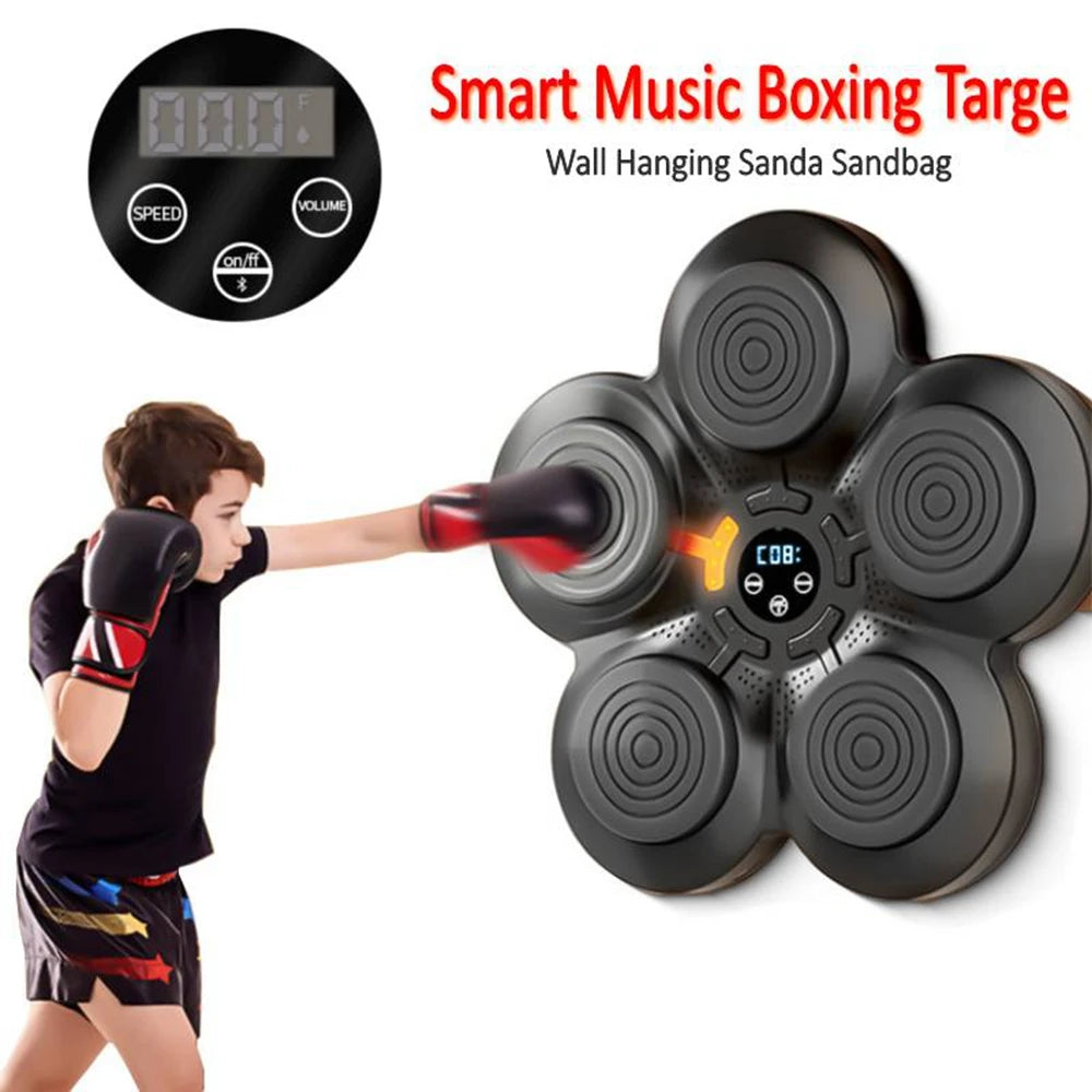 A Smart Music Boxing Machine Wall Target LED Lighted Sandbag Relaxing Reaction Training Target for Boxing Sports Agility Reaction with a flower on it.