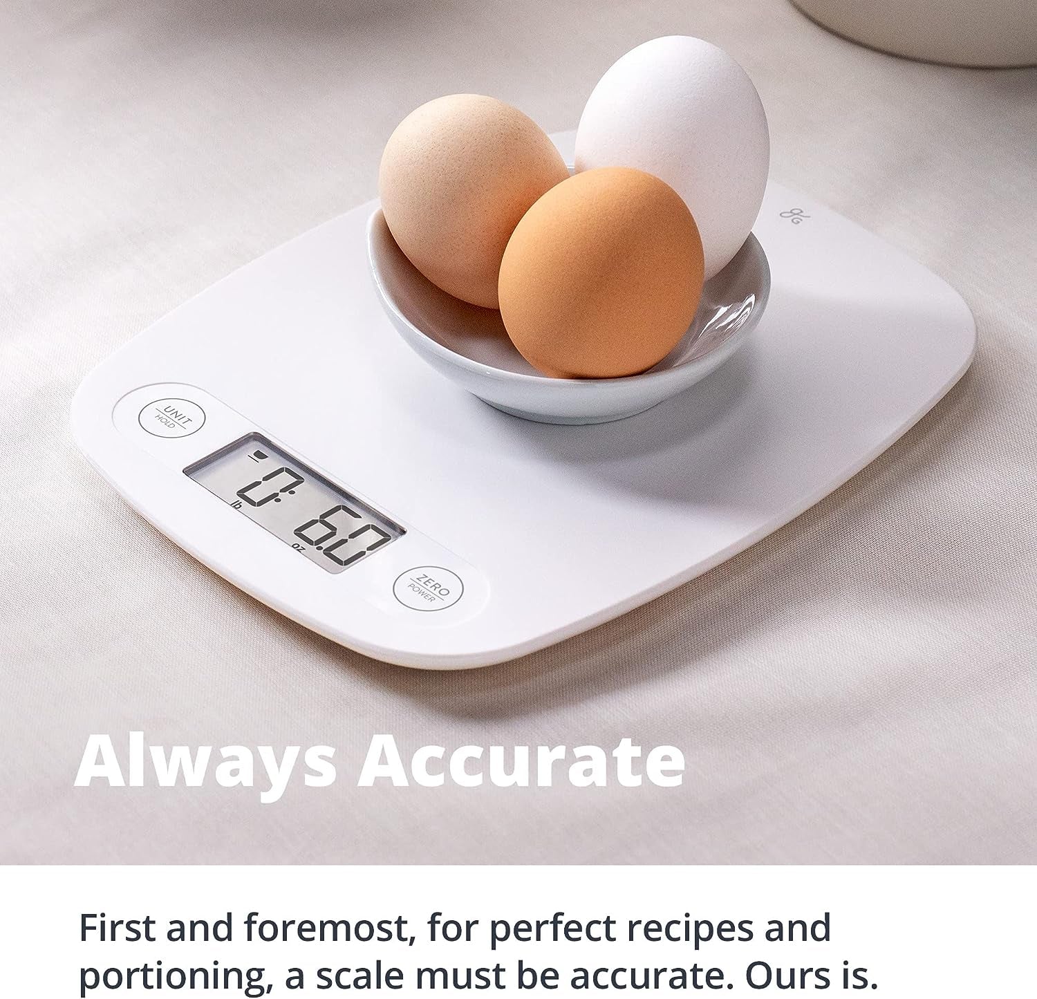 Eggshell White Food Scale - Digital Display Shows Weight in Grams, Ounces, Milliliters, and Pounds | Perfect for Meal Prep, Cooking, and Baking | Designed in St. Louis