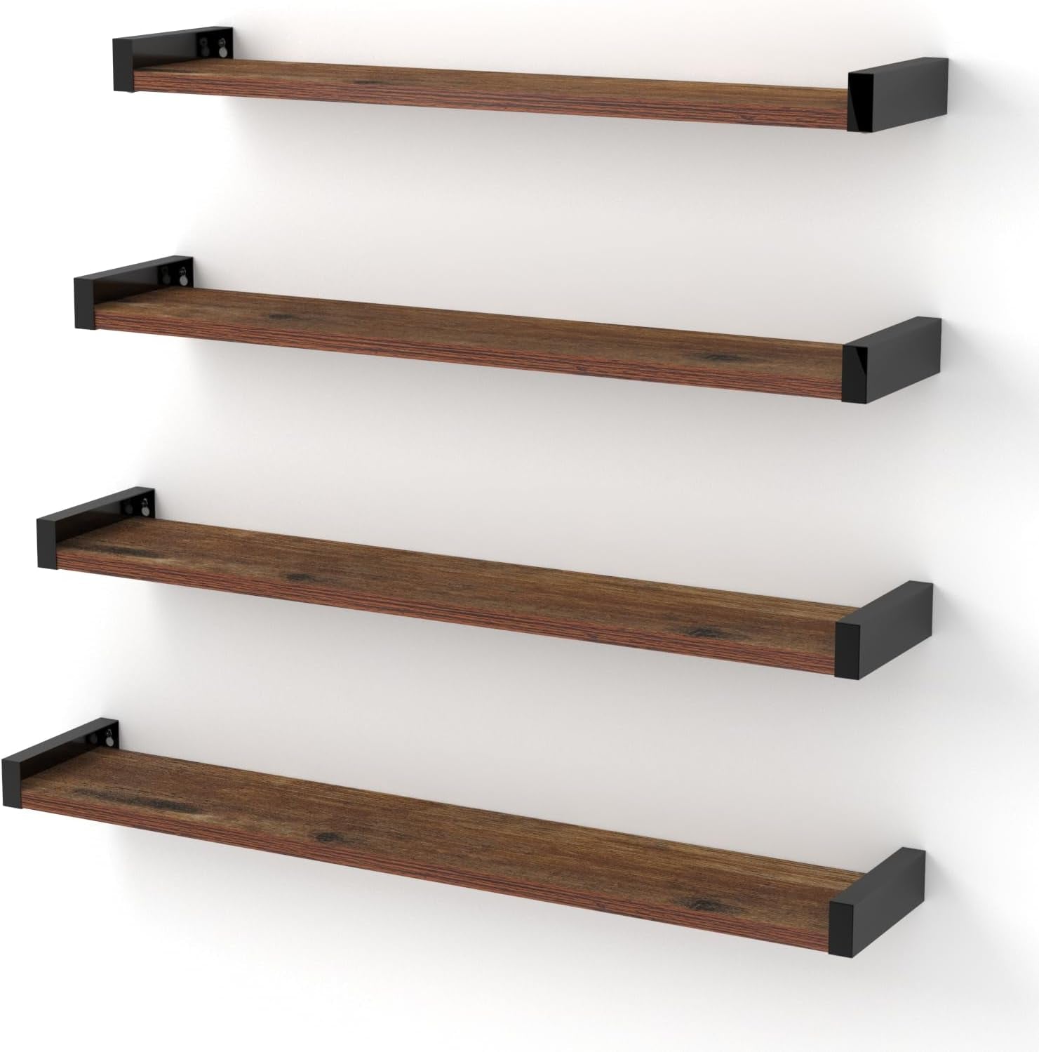 23.6 Inches Wall Shelves Set of 4, Rustic Wood Floating Shelf for Bderoom, Living Room, Kitchen Storage