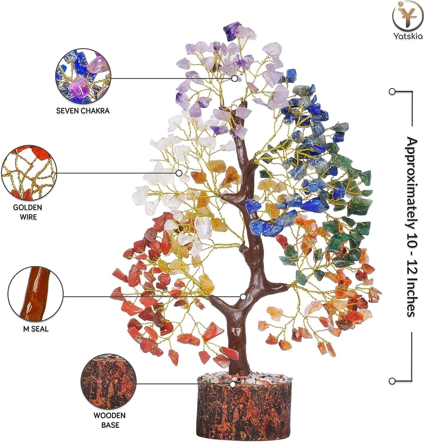 Seven Chakra Tree of Life - Crystal Tree for Positive Energy - Tree of Life Decor - Feng Shui Decor - Spiritual Gifts - 7 Chakra Tree, Money Tree - Stone Tree - Home Decor - Crystal Decor