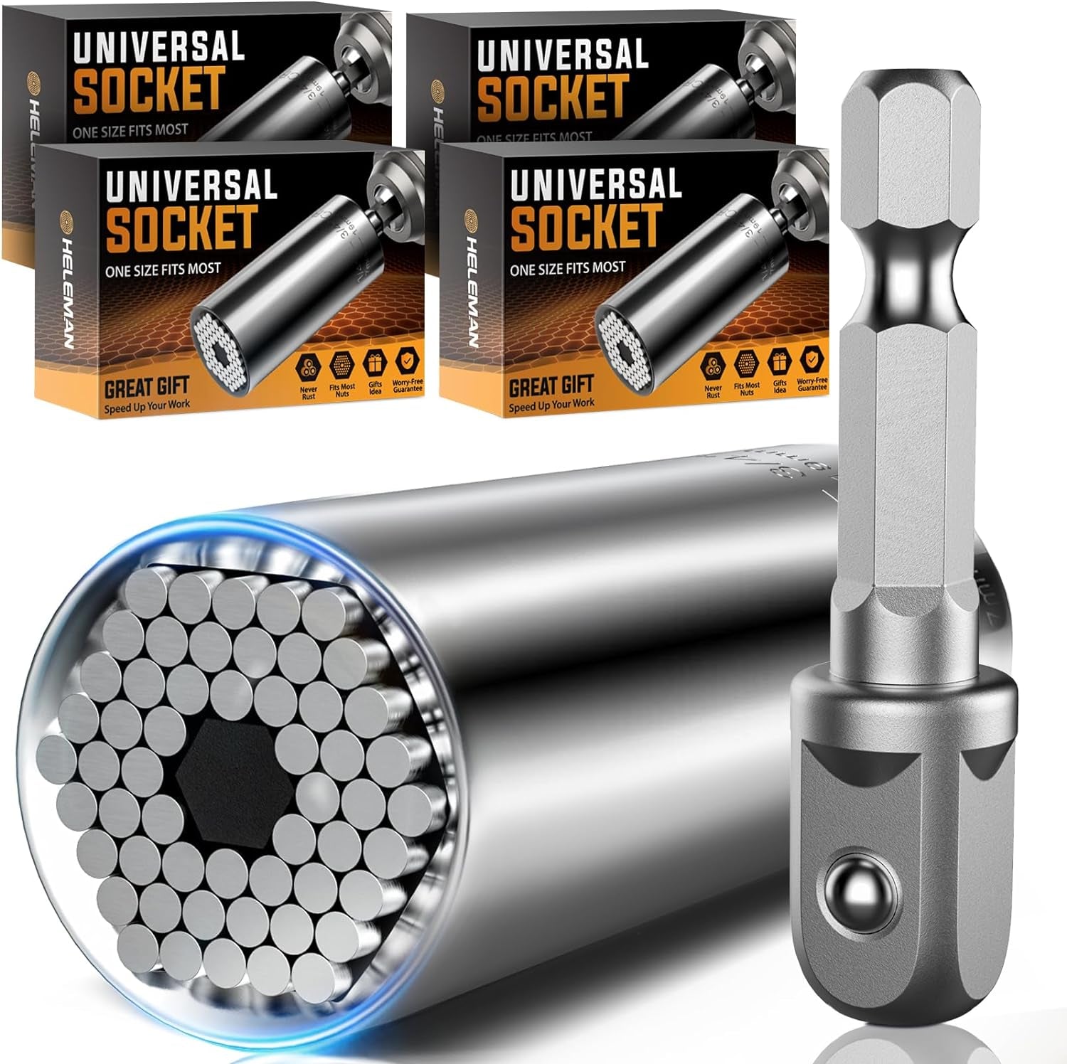 Super Universal Socket Tools Gifts for Men - Christmas Stocking Stuffers Mens Gift Socket Set with Power Drill Adapter(7-19 MM) Cool Stuff Gadgets for Men Women Birthday Gift for Dad Fathers Husband