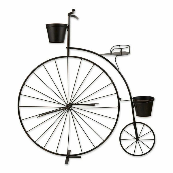 A Summerfield Terrace Vintage-Style Bicycle Plant Stand with a flower pot on it.