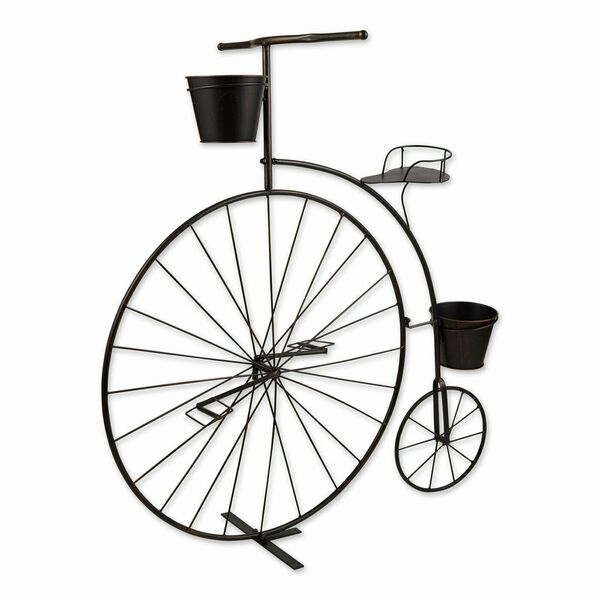 A Summerfield Terrace Vintage-Style Bicycle Plant Stand with a flower pot on it.