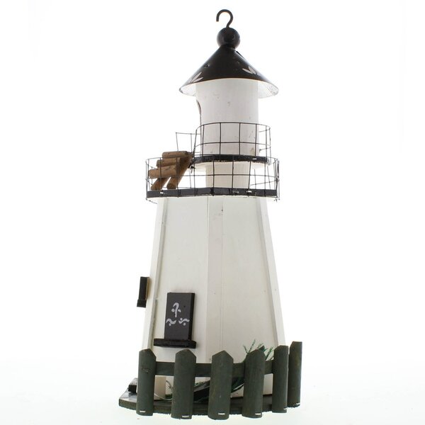 A Songbird Valley Nautical Nest Wood Lighthouse Bird House with a lighthouse on it.