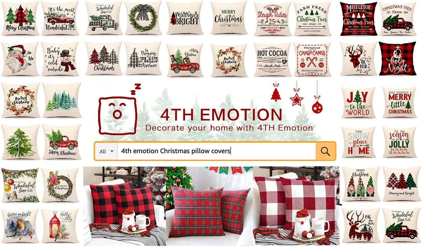 Christmas Pillow Covers 18X18 Set of 4 Farmhouse Christmas Decor Red Black Buffalo Plaids Winter Holiday Decorations Throw Cushion Case for Home Couch