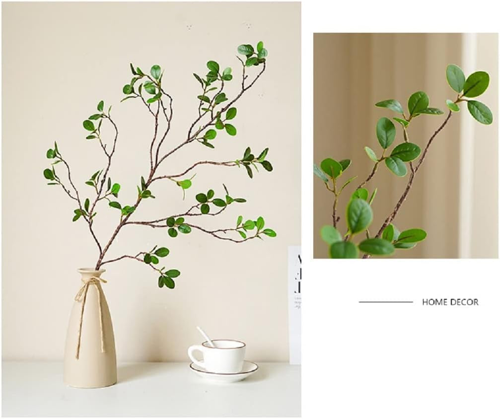 Artificial Plant 43.3 Inch Faux Greenery Stems Fake Tree Branches Ficus Twig Leaves for Vase Filler Shop Garden Office Home Decoration