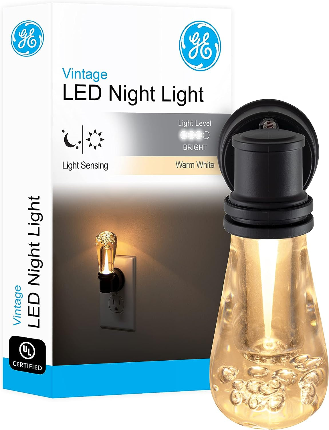 GE Coverlite LED Night Light, Decorative, Plug-In, Smart Dusk-To-Dawn Sensor, Home Décor, Ideal for Bedroom, Bathroom, Kitchen, Hallway, 2 Pack, 46815, Brushed Nickel | Moroccan
