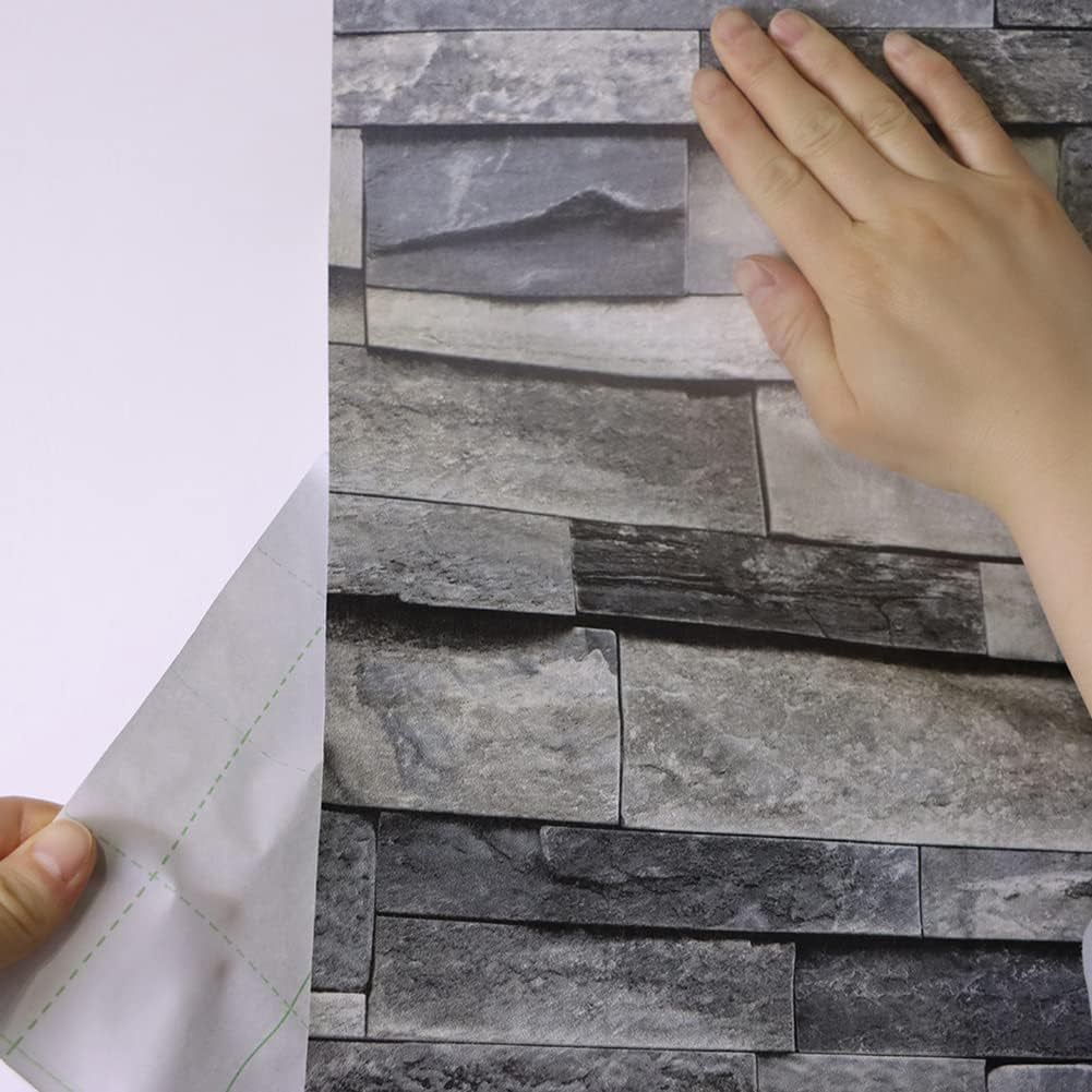 Vintage Gray Brick Wallpaper Self Adhesive Film Brick Peel and Stick Wallpaper Brick Faux Textured Wallpaper Stone Look Wallpaper