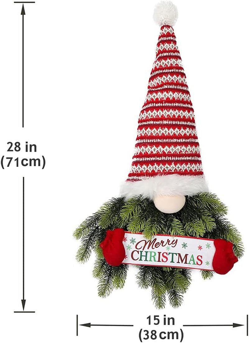 Christmas Wreath Artificial Gnome Wreath Hanging Ornament Wall Decor Sign for Front Door Porch Living Room Home