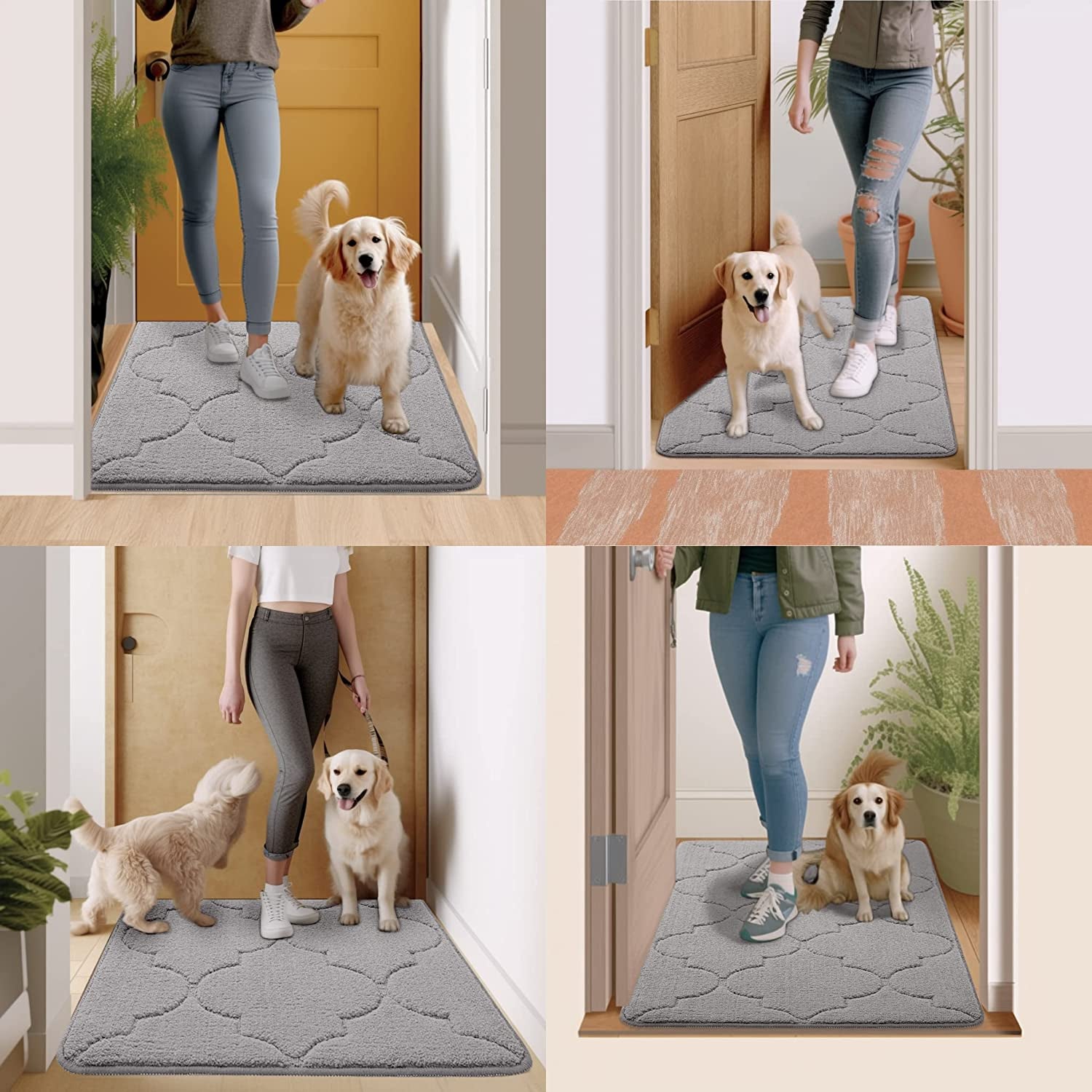 Door Mat, Indoor Mat, Non-Slip, Dirt Resist, Absorbent Entryway Doormat, Low-Profile inside Front Doormats for Entrance (32X20 Inches, Grey)