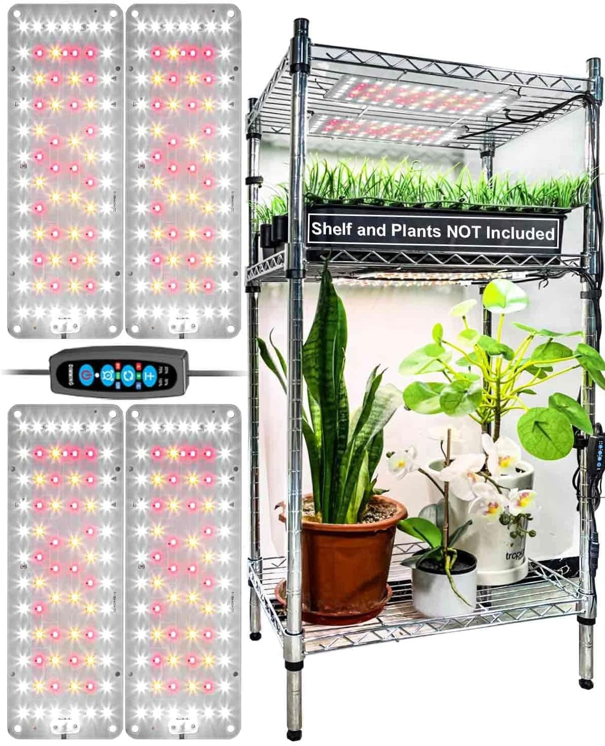 Grow Light, 2Pcs Ultra-Thin Plant Light for Indoor Plants, 20W Full Spectrum LED Plant Grow Light with On/Off Switch, DIY Hanging Plant Growing Lamps for Seed Starting, Succulents, Veg, Herbs