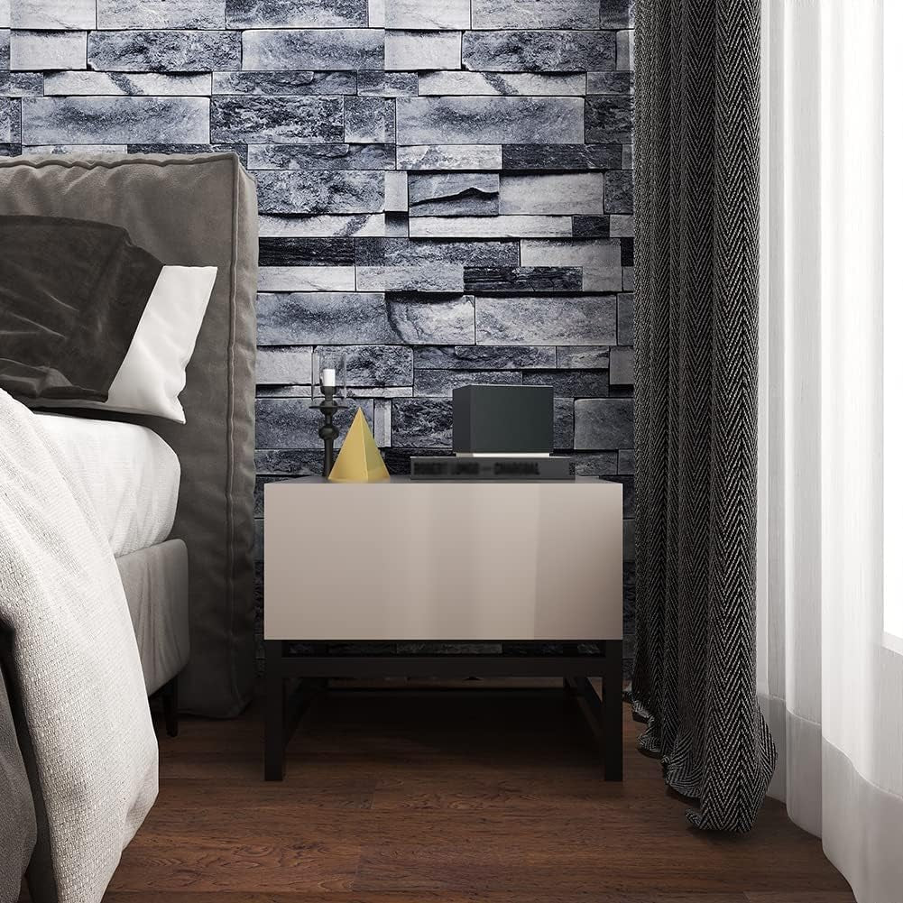 Vintage Gray Brick Wallpaper Self Adhesive Film Brick Peel and Stick Wallpaper Brick Faux Textured Wallpaper Stone Look Wallpaper