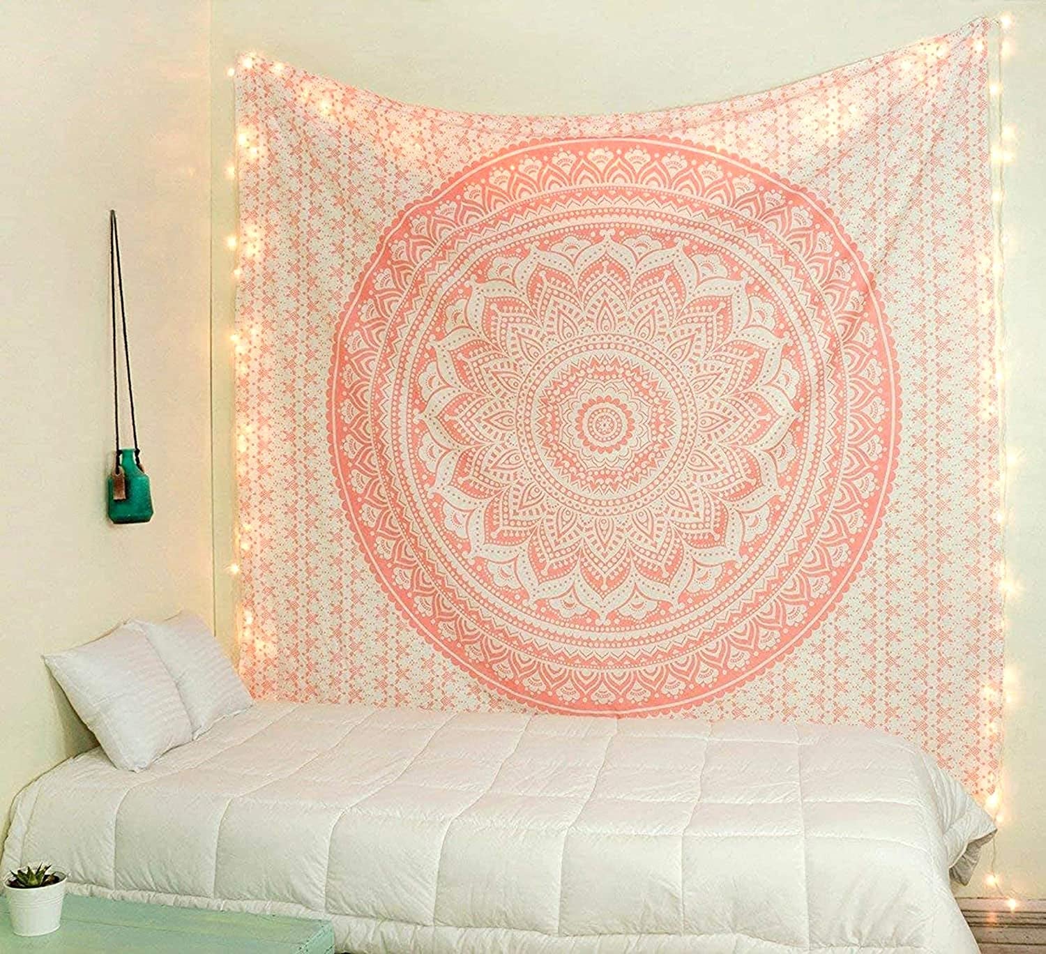 Top Selling Original Gold Mandala Ombre Tapestry Wall Hanging, Boho Bohemian Hippie Tapestries/Indian Cotton Dorm Decor Golden Twin Bedspread/Meditation Yoga Mat Rug 52X60 Inches