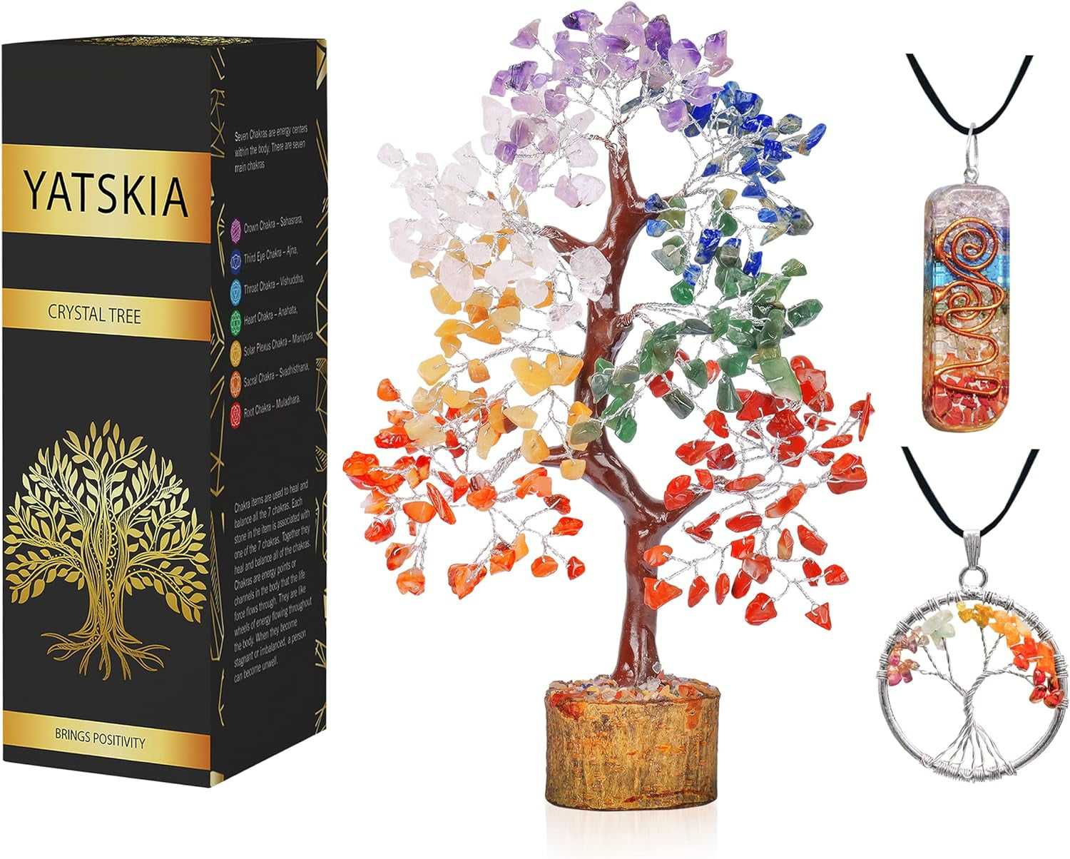 Seven Chakra Tree of Life - Crystal Tree for Positive Energy - Tree of Life Decor - Feng Shui Decor - Spiritual Gifts - 7 Chakra Tree, Money Tree - Stone Tree - Home Decor - Crystal Decor