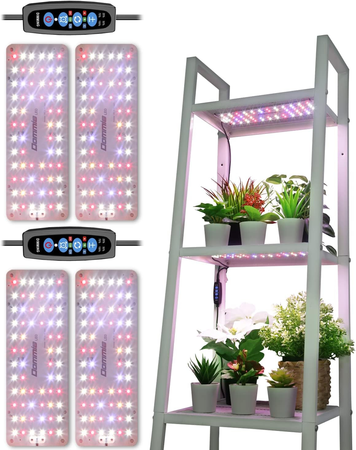 Grow Light, 2Pcs Ultra-Thin Plant Light for Indoor Plants, 20W Full Spectrum LED Plant Grow Light with On/Off Switch, DIY Hanging Plant Growing Lamps for Seed Starting, Succulents, Veg, Herbs