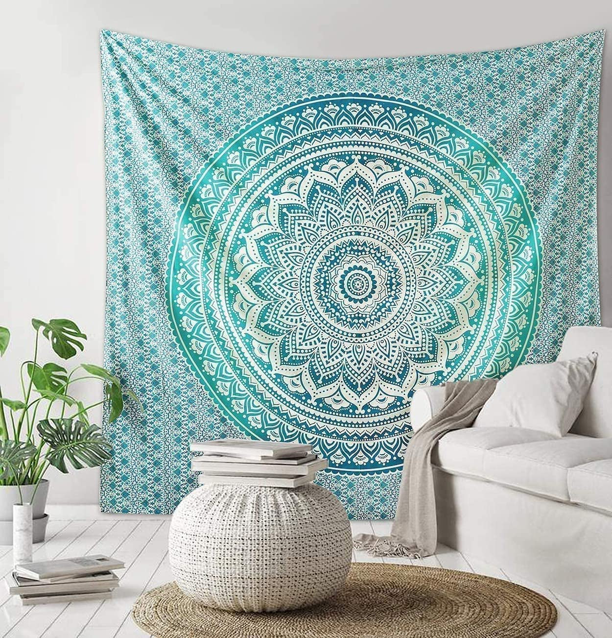 Top Selling Original Gold Mandala Ombre Tapestry Wall Hanging, Boho Bohemian Hippie Tapestries/Indian Cotton Dorm Decor Golden Twin Bedspread/Meditation Yoga Mat Rug 52X60 Inches