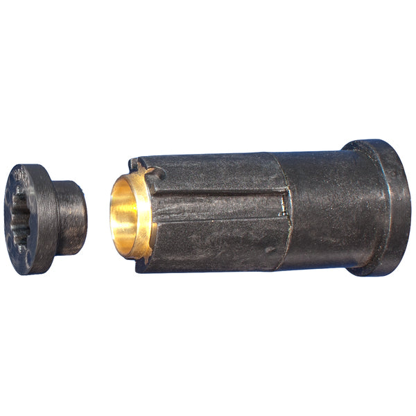 A black and gold threaded Turning Point Hub Kit #21 nut and bolt.