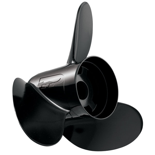 A black Turning Point Hustler - Right Hand - Aluminum Propeller - H1-1014 - 3-Blade - 10.375" x 14 Pitch on a white background.