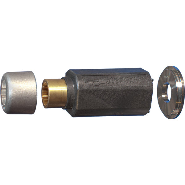 A Turning Point Hub Kit #504 fitting with a brass threaded end.