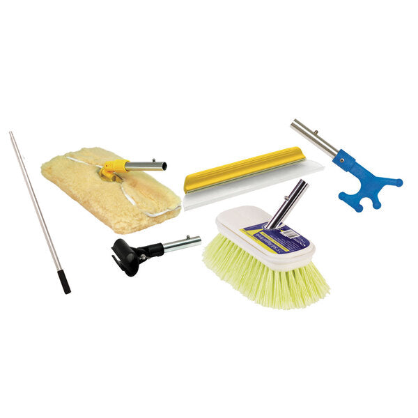 A Swobbit Basic Watercraft Kit including a mop and a broom.