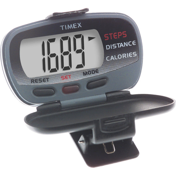 A Timex Ironman Pedometer with calories burned on a white background.