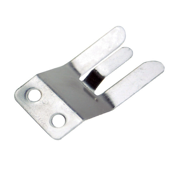 A pair of metal handles on a Whitecap S.S. Microphone Clip background.