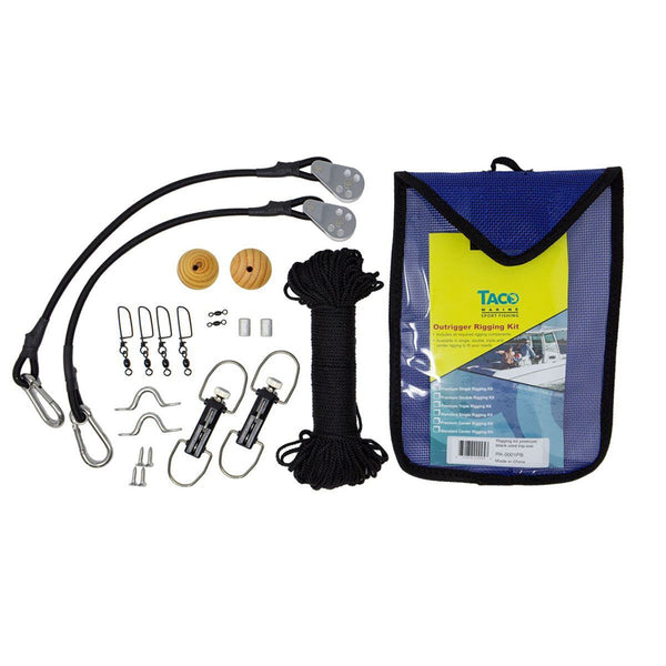 A TACO Premium Rigging Kit - Single, including ropes, hooks, and other items.