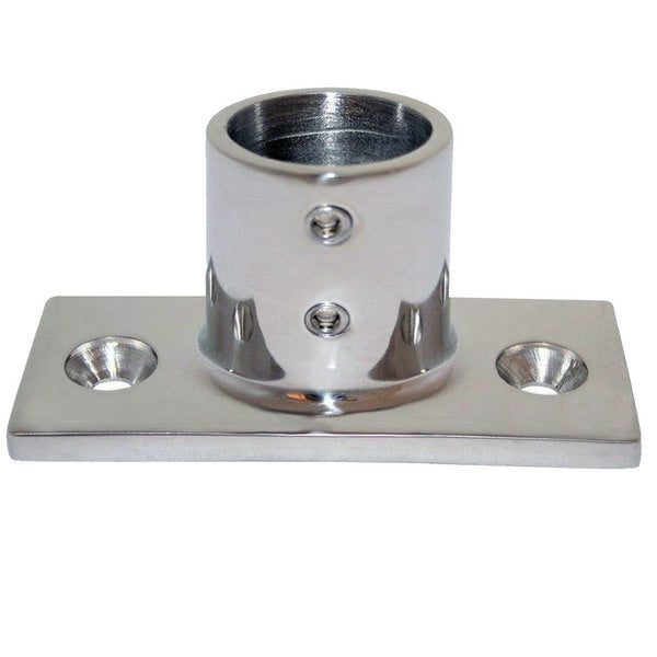 A Whitecap 1" O.D. 90° 2-Hole Rectangle Base SS Rail Fitting on a white background.