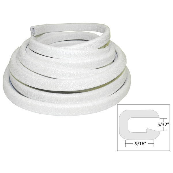 A TACO Flexible Vinyl Trim - 5/32" Opening x 9/16"W x 25'L - White with a letter c on it.