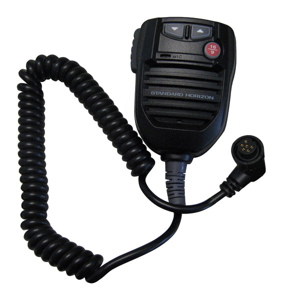 A black Standard Horizon Replacement VHF MIC f/GX5500S & GX5500SM - Black with a cord attached to it.