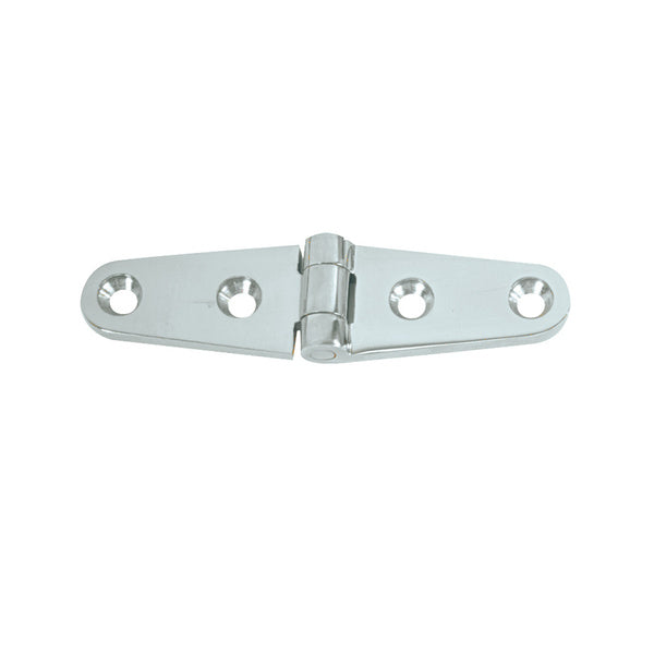 A Whitecap Strap Hinge - 316 Stainless Steel - 4" x 1" with holes on a white background.