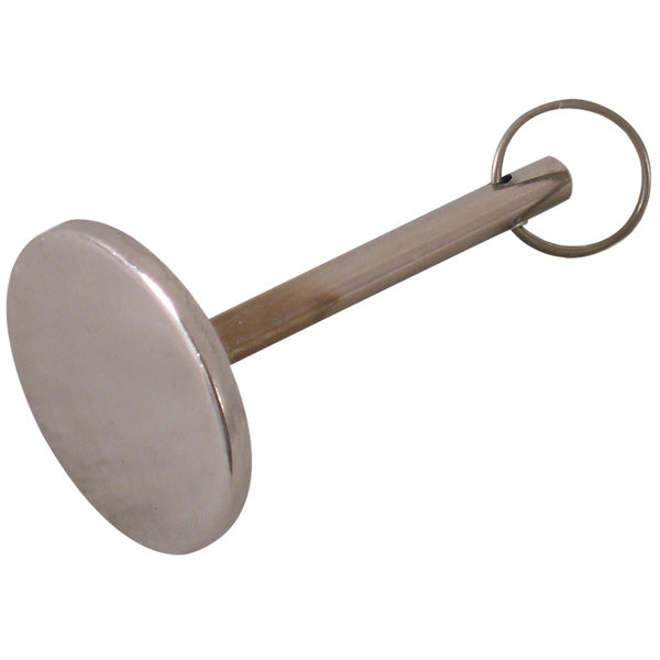 A Whitecap Hatch Cover Pull - 304 Stainless Steel - 1-1/4" with a key ring on a white background.