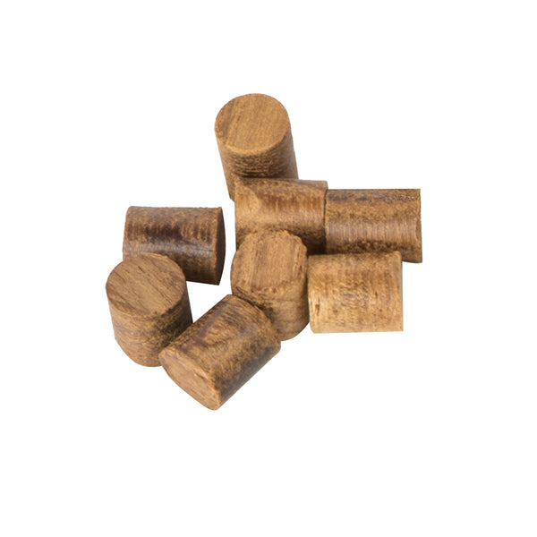 A group of Whitecap Teak Plugs - 1/4" - 20 Pack on a white background.