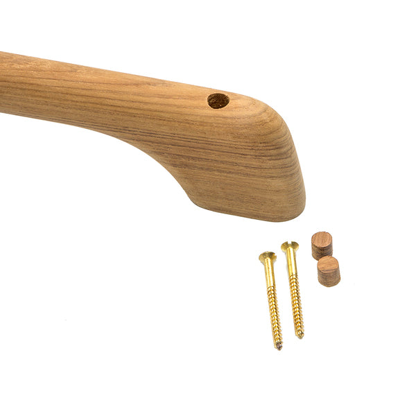 A wooden handle on a Whitecap Teak Long Towel Bar - 23" background.